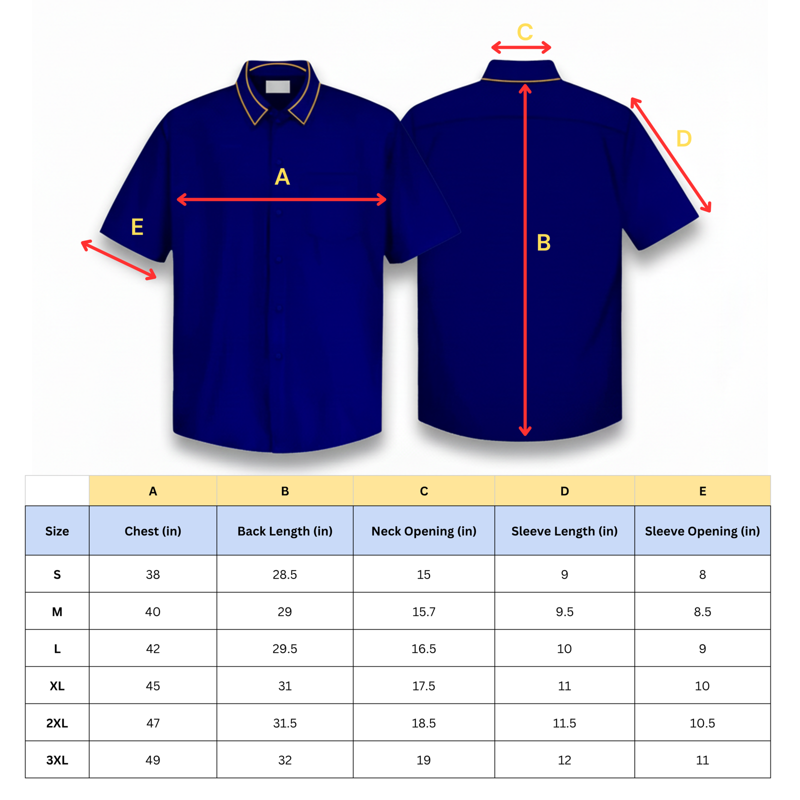 arbita polo size table